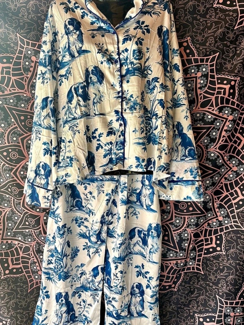 SHESHOW Blue & White Printed Pajama Set XXL Like New